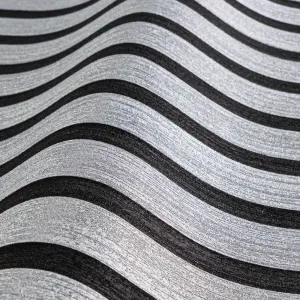 Metallic Silver & Black Wood Panel Slats Wallpaper 78627-1