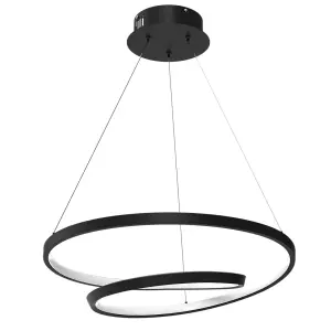 Milagro Lucero Designer LED Pendant Lamp Black 48W 50cm Monochromatic Swirl