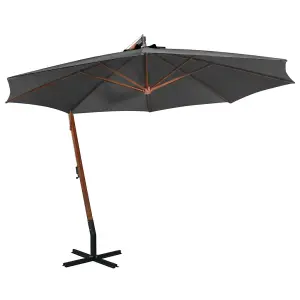 Berkfield Hanging Parasol with Pole Anthracite 3.5x2.9 m Solid Fir Wood