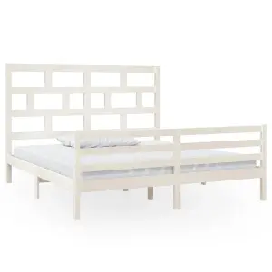 Berkfield Bed Frame White Solid Wood 180x200 cm 6FT Super King