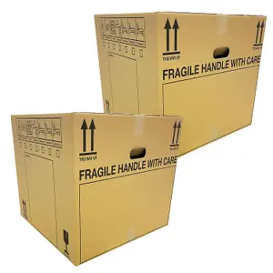 20 x Extra Large (21x21x16") Fragile Handle With Care Removal Cardboard Boxes With Carry Handles