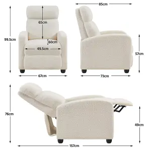 Yaheetech Ivory Boucle Recliner Sofa with Pocket