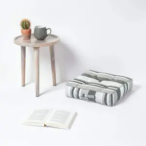 Homescapes Morocco Striped Cotton Floor Cushion Monochrome