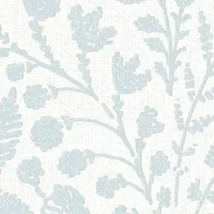 GoodHome Dryade Blue Leaves Textured Wallpaper Sample