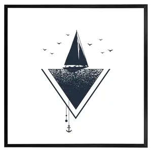 Sailboat at sea (Picutre Frame) / 20x20" / Black