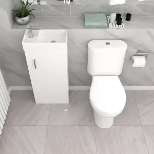 Nes Home White 400mm Basin Sink Vanity Unit and WC Toilet Set