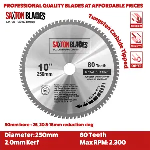 Saxton TCT25080TMB TCT Circular Blade 250mm x 80T Metal Cutting