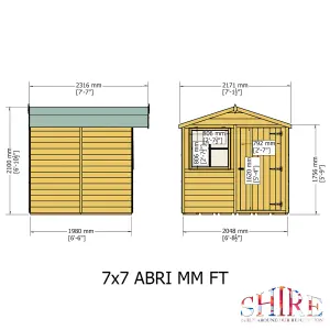 Shire Abri 7x7 Shiplap Apex Single Door Garden Shed with Window