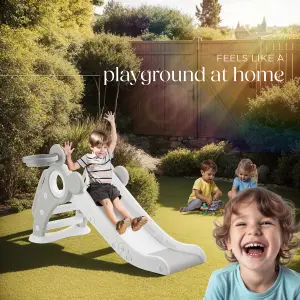 Children's Slide Joy - with basketball hoop, foldable, indoor and outdoor use, load capacity 50 kg - grey