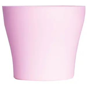 Pink Plastic Plant Pot - Weatherproof Colourful Home or Garden Planter with Drainage Holes & Saucer - H13 x 10cm Diameter