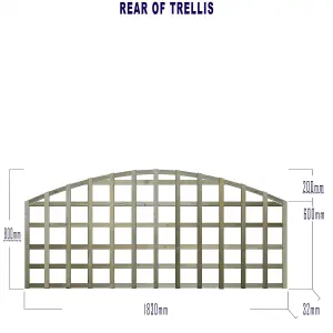 Premier Garden Supplies 7x Width: 6ft x Height: 2ft Arch Top Square Trellis Fence Topper Panel/Wall Climber Standard Design