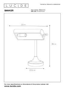 Lucide Banker Classic Desk Lamp - 1xE14 - Chrome