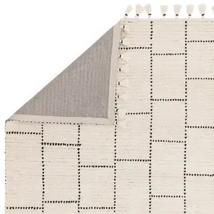 Cream Kilim , Modern , Wool Easy to Clean Geometric Rug for Living room, Bedroom - 160cm X 230cm