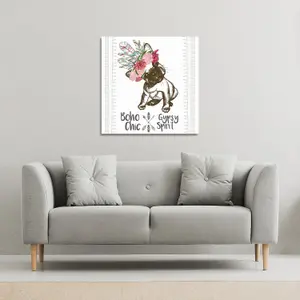 portrait of french bulldog puppy (Canvas Print) / 101 x 101 x 4cm