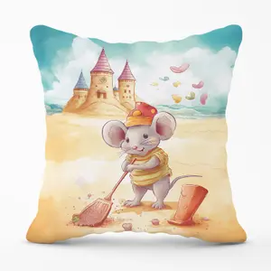 Mouse On A Beach Holiday Outdoor Cushion 45cm x 45cm