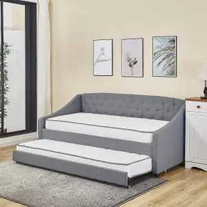 Fabric daybed underbed trundle living room bedroom sofa bed with 2 mattresses