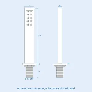 Nes Home Bath Modern Mounted Square Shower Handset Chrome with 2m Hose