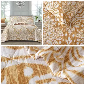 Candon Polyester Bedspread with Pillowcases Gold / Super King