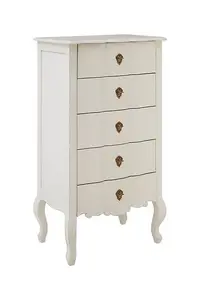 Loire Five Drawer Chest - Wood - L40 x W60 x H110 cm - White