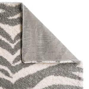 Ivory/Grey Abstract Modern Easy to Clean Rug for Living Room Bedroom and Dining Room-160cm X 220cm