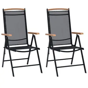 Berkfield Folding Garden Chairs 2 pcs Aluminium and Textilene Black