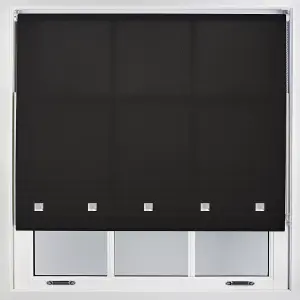 Trimmable Daylight Roller Blind with Square Eyelets and Metal Fittings by Furnished - Black (W)210cm x (L)165cm