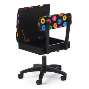 Hydraulic Sewing Chair Bright Buttons Black with Buttons Design - HT2013