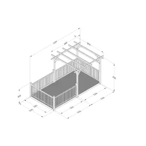 Forest Garden Natural Rectangular Pergola & decking kit, x4 Post x5 Balustrade (H) 2.5m x (W) 5.2m