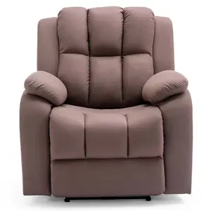 Electric Powered Recliner Chair With USB Charger And Pocket Storage In Leather-Look Mocha Technology Fabric