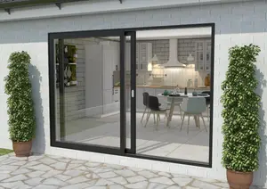 Green & Taylor Black Aluminium External Sliding Doors - RH Sliding / LH Fixed - 2990 x 2090mm (WxH)