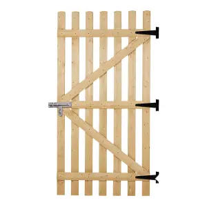 Vintage Wooden Garden Fence Gate Pedestrian Gate Single Swing Gate with Latch H 180cm x W 90cm