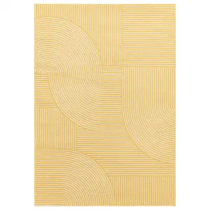 Yellow Geometric Abstract Modern Rug for Living Room Bedroom and Dining Room-80cm X 150cm