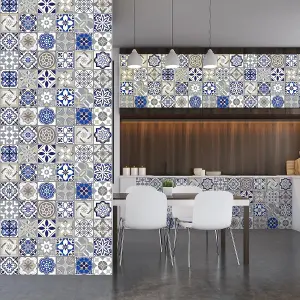 Walplus Anchor Blue and Grey Combo Mix Tile Stickers