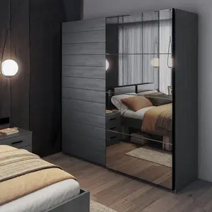 Sleek Galaxy Wardrobe with Sliding Doors in Oak Carbon - Stylish Storage, H2100mm W2000mm D610mm