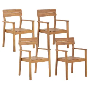 Set of 4 Garden Chairs FORNELLI Acacia Wood Light Wood