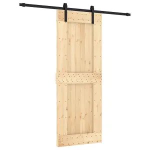 Berkfield Sliding Door with Hardware Set 80x210 cm Solid Wood Pine