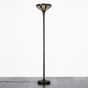 ValueLights Designer Style Tiffany Inspired Stunning Jewel Metal Glass Uplighter Floor Lamp