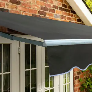 Primrose Awnings 2.0m x 1.5m Retractable Manual Standard Charcoal Awning Outdoor Patio Canopy