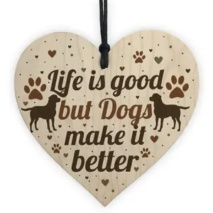 Red Ocean Dog Sign Funny Wooden Hanging Heart Dog Lover Gift Dog Sign For Home Keepsake Plaque