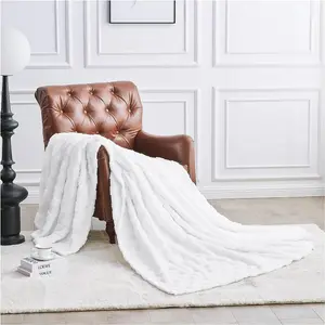 Throw Fluffy Fleece Blankets For Bed, Couch, Sofa, Settee Comfortable Thermal, Warm, Cosy Blankets & Throws 200X240 cm White