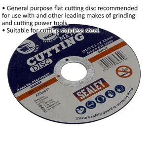 Heavy Duty 115mm Flat Metal Cutting Disc for Angle Grinders