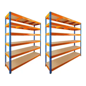 2 Bays of 6 Tier ULTRA HEAVY DUTY Storage Racking 1800h x 1800w x 450d mm 350kg