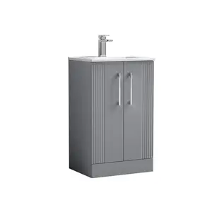 Deco 505mm Single Bathroom Vanity with Integrated Vitreous China Basin Satin Grey