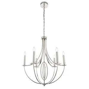 Luminosa Whistle 6 Light Multi Arm Ceiling Pendant Polished Nickel, E14