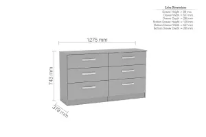 Birlea Lynx 6 Drawer Chest Grey