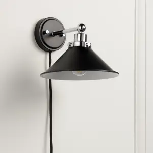 Getty Matt Black Plug-in Wall light