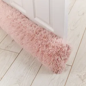 Catherine Lansfield Cuddly Deep Pile Faux Fur Door Draught Excluder Blush Pink