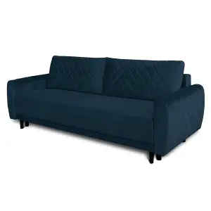 Roma 3 Seater Sofa Bed with Storage - Dark Blue (VELUTTO11)