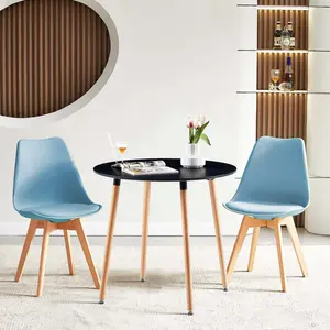 Nero Upholstered Dining Chair (Set of 2) Airy Blue / Oak