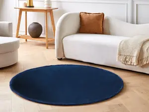 Round Viscose Area Rug 140 cm Navy Blue GESI II